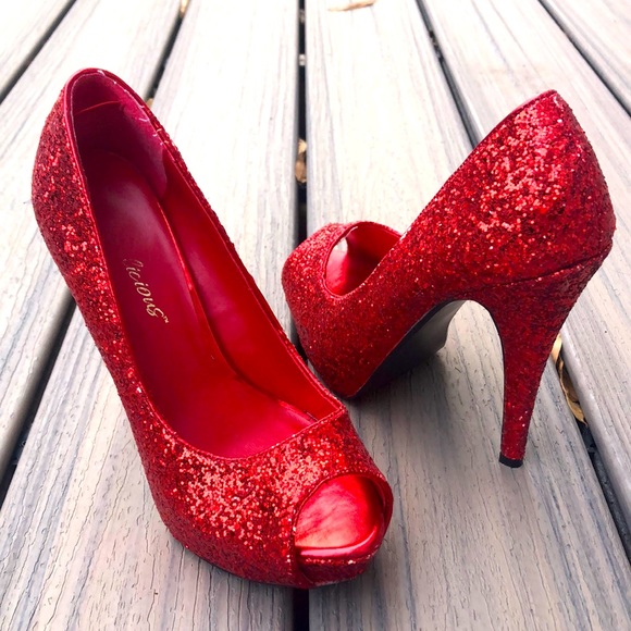 red glitter heels